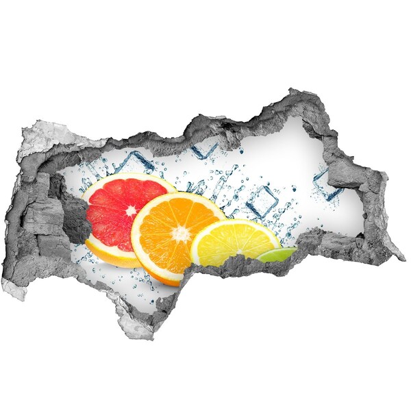 Hole in the wall decal Refreshing citrus in water
