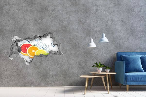 Hole in the wall decal Refreshing citrus in water
