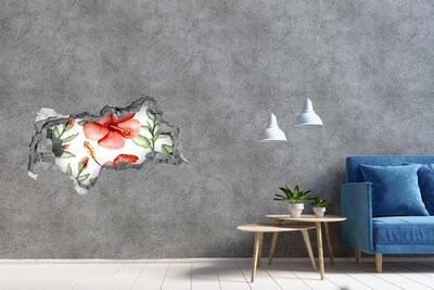 Hole wall sticker Flower garden behind the walls