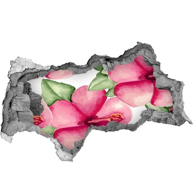 Hole in the wall decal Tropical flowers