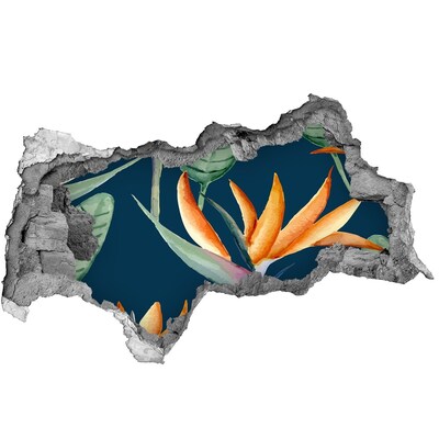 Hole wall sticker Tropical flower in concrete