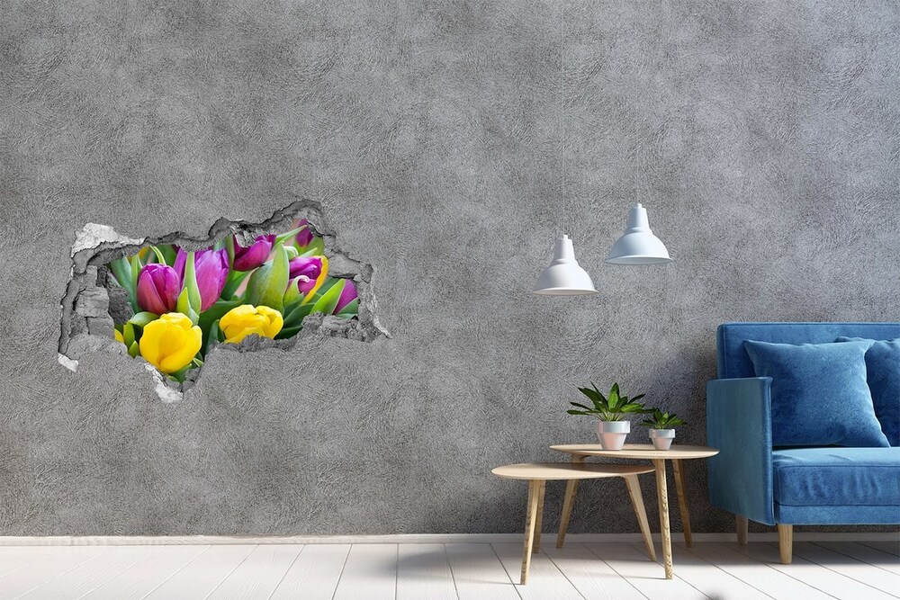 Hole in the wall decal Colorful tulips