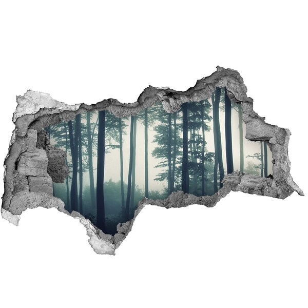 Hole in the wall sticker Misty forest scenery