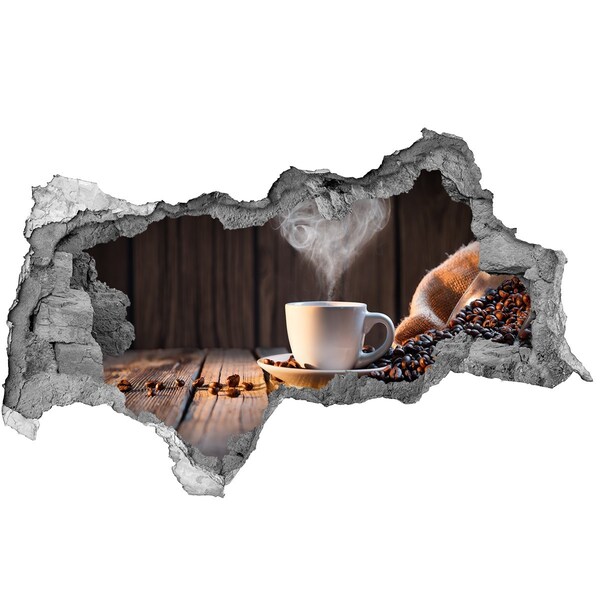 Hole in the wall decal Cup of coffee