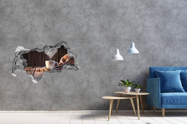 Hole in the wall decal Cup of coffee