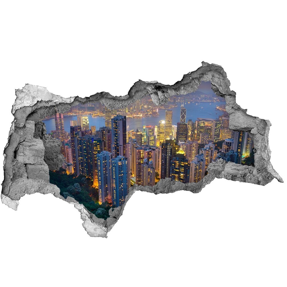 Hole in the wall sticker Hong Kong at night