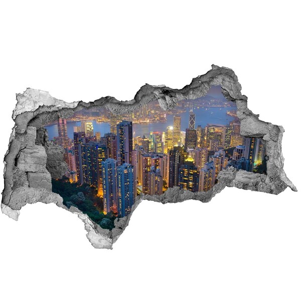 Hole in the wall sticker View of Hong Kong at night