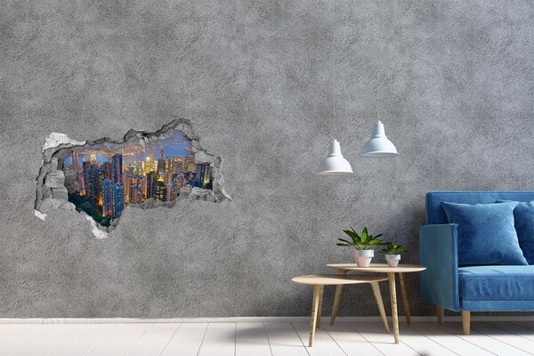 Hole in the wall sticker View of Hong Kong at night