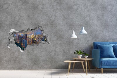 Hole in the wall sticker View of Hong Kong at night