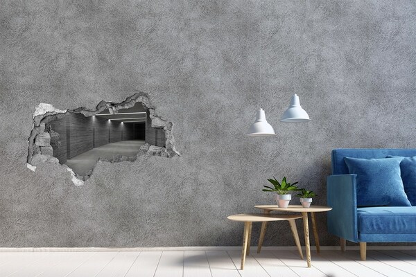 Hole wall sticker Concrete tunnel