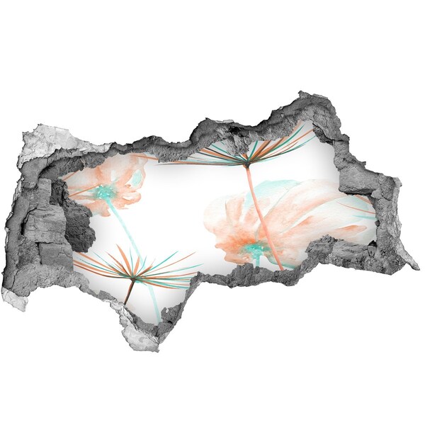 Hole wall sticker Flower landscape through a hole in the wall