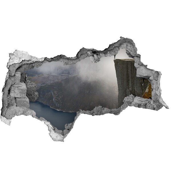 Hole wall sticker View from the cliff above the fjord