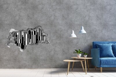 Hole in the wall sticker Black and white lines