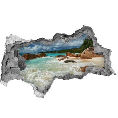 Hole in the wall decal Seychelles beach