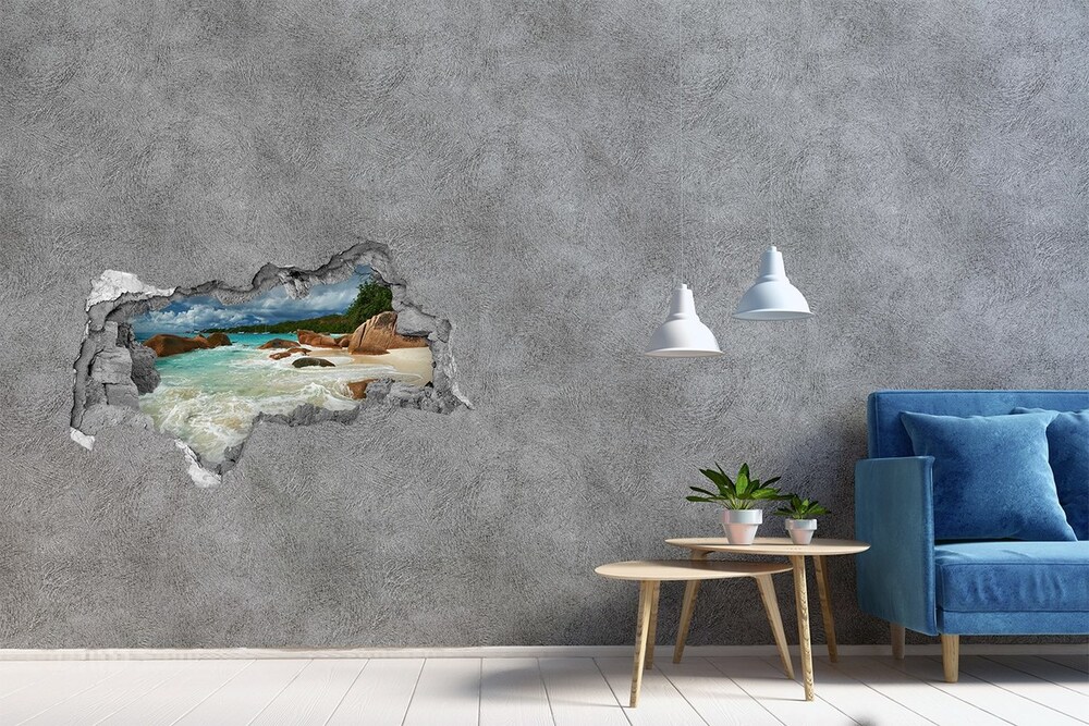 Hole in the wall decal Seychelles beach