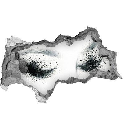 Hole in the wall decal Closed eyes in a hole in the wall