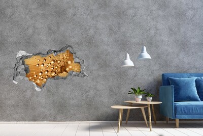Hole in the wall decal Drops on a leaf