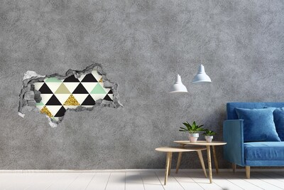 Hole in the wall sticker Colorful triangles