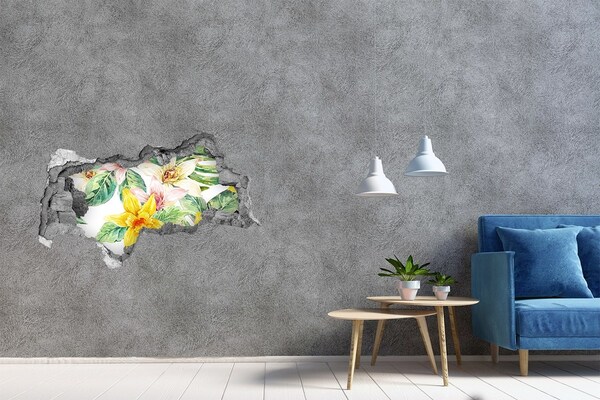 Hole wall sticker Flower garden behind the wall