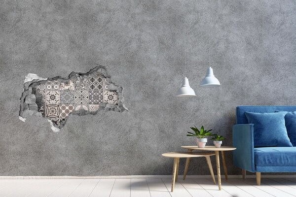 Hole in the wall sticker Vintage style tiles