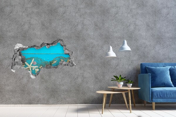 Hole in the wall decal Starfish and shells