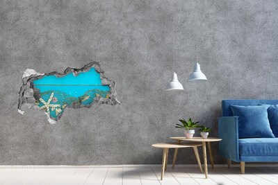 Hole in the wall decal Starfish and shells