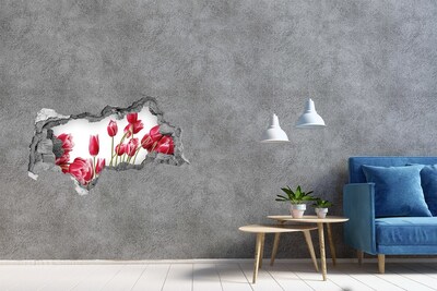 Hole in the wall decal Red tulips