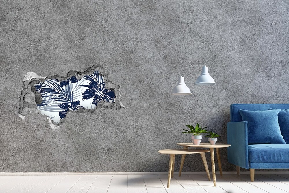 Hole in the wall decal Tropical flowers