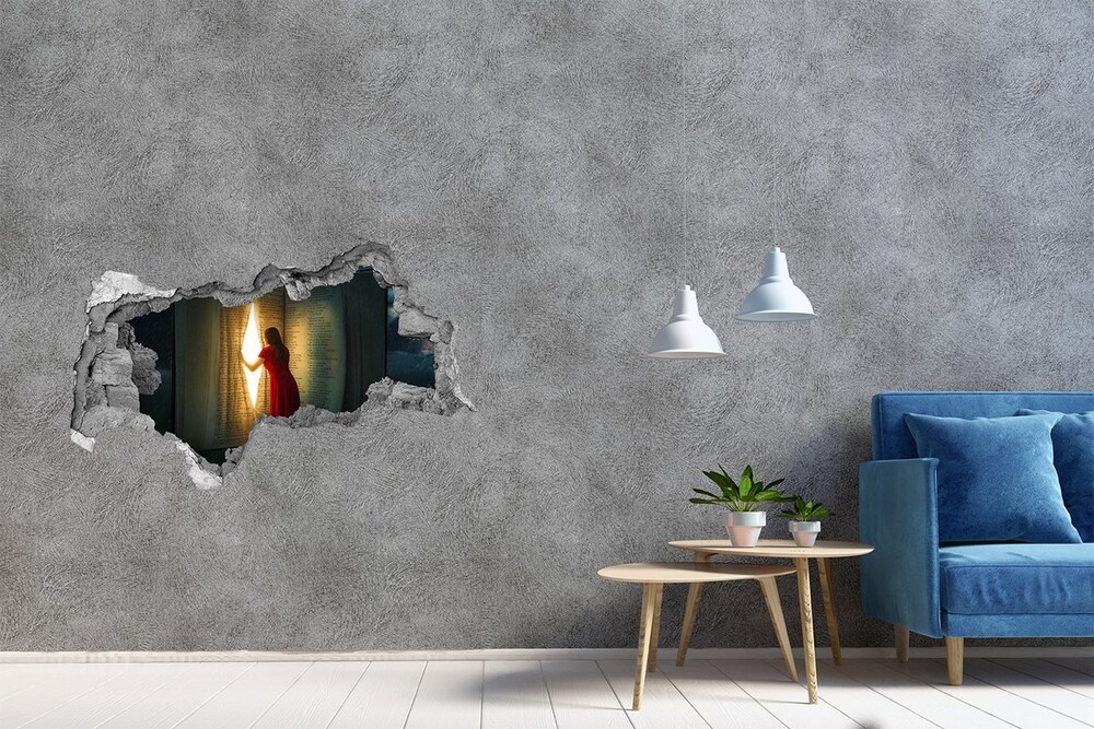 Hole in the wall sticker The world of books