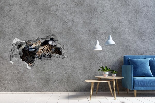 Hole in the wall sticker Two leopards