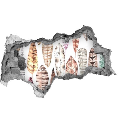 Hole wall sticker Colorful leaves in a hole in the wall