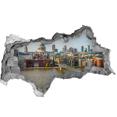 Hole in the wall sticker View of London through a hole in the wall