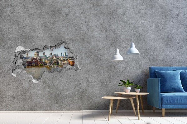 Hole in the wall sticker View of London through a hole in the wall