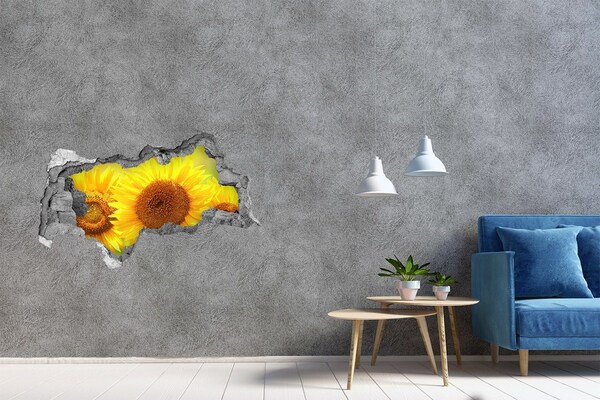 Hole wall sticker Sunflower in concrete