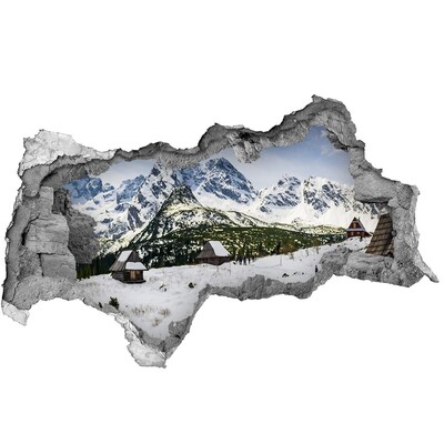 Hole in the wall decal Winter mountain landscape