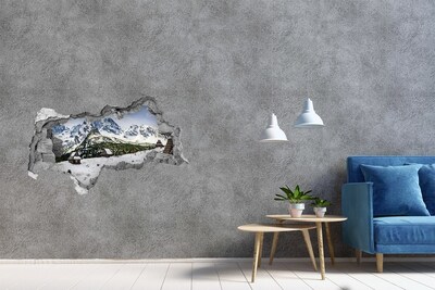 Hole in the wall decal Winter mountain landscape