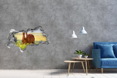 Hole wall sticker Brown horse