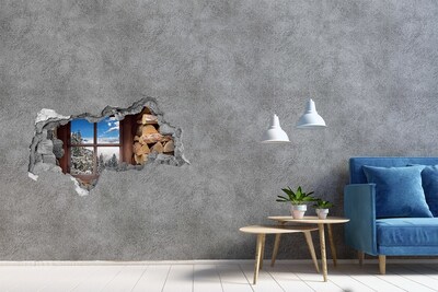 Hole in the wall decal Winter view from the window
