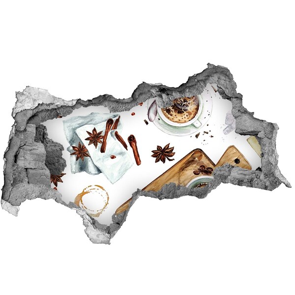 Hole wall sticker Coffee corner with spices