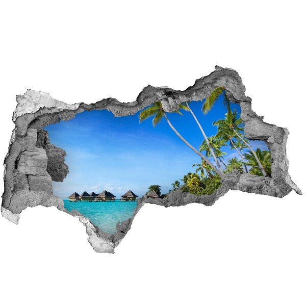 Hole wall sticker Caribbean Beach Through a Hole in the Wall