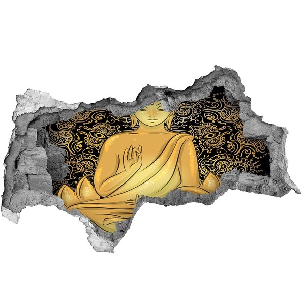 Hole wall sticker Golden Buddha surrounded by a mandala