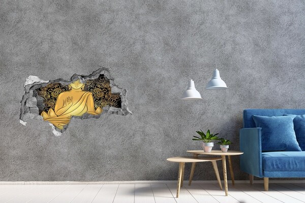 Hole wall sticker Golden Buddha surrounded by a mandala