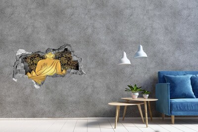 Hole wall sticker Golden Buddha surrounded by a mandala