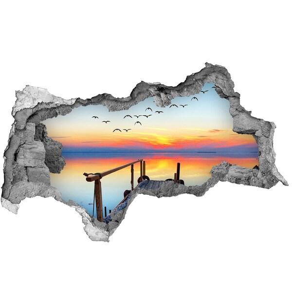Hole in the wall sticker Sunset over the lake