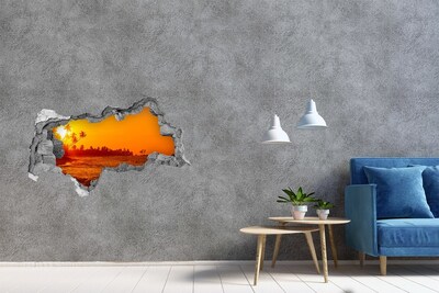 Hole in the wall decal Sunset over the sea