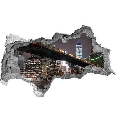Hole in the wall decal Brooklyn Bridge at night