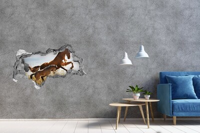 Hole in the wall decal Horses in the meadow