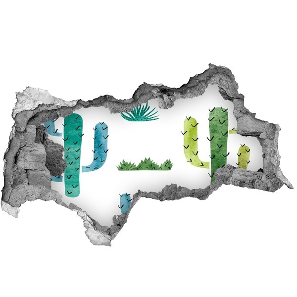 Hole wall sticker Green landscape with cacti
