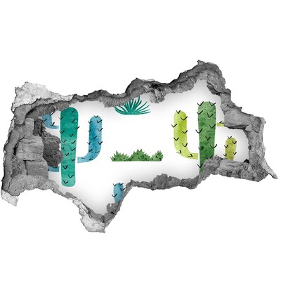 Hole wall sticker Green landscape with cacti