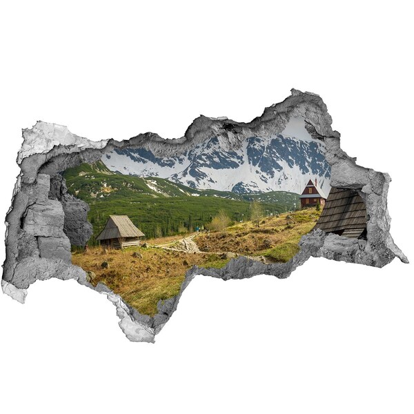 Hole in the wall decal Mountain landscape with a village